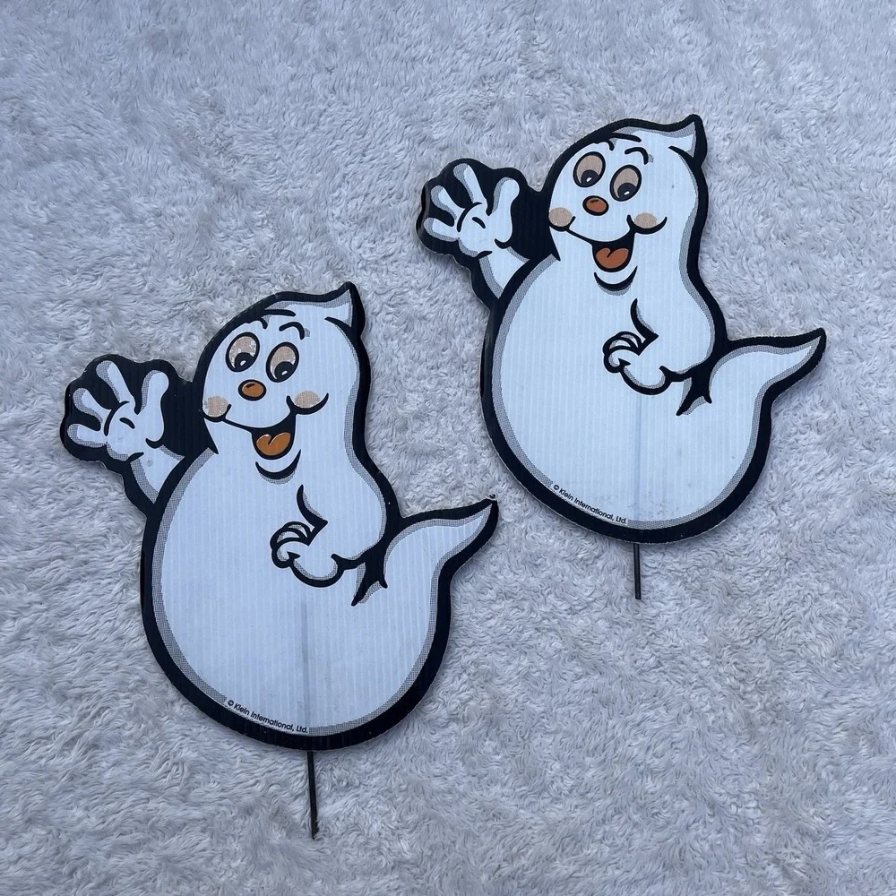 Vintage Halloween Die Cut Decorations Eureka Hallmark Ghost Yard Stakes Lot of 6